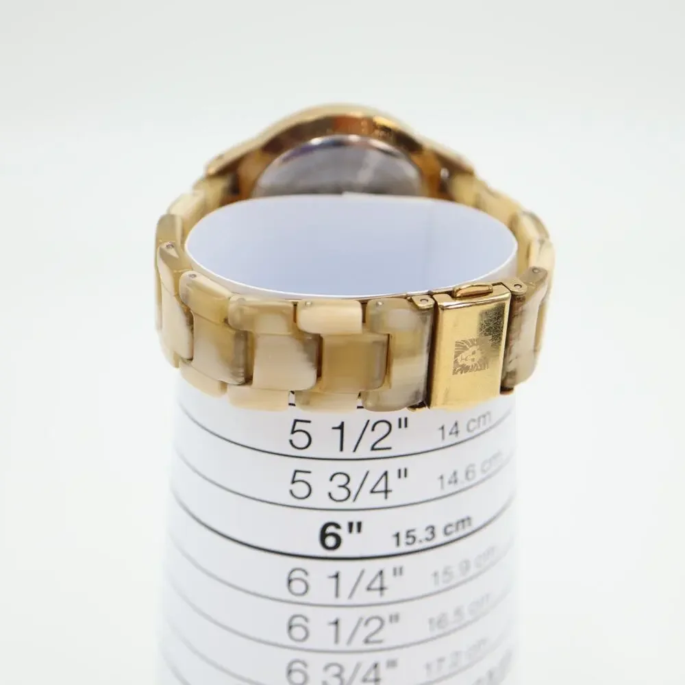 Anne Klein Women Watch 35mm MOP Gold Tone Acrylic SHORT Bracelet 5